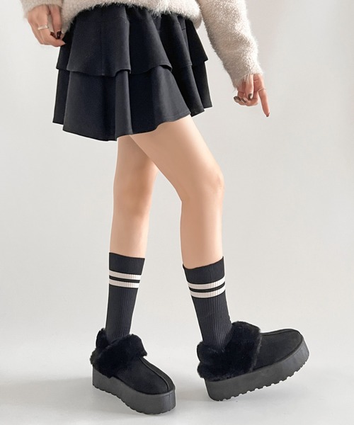 Shoes in Closet（シューズインクローゼット）の「軽量厚底 2WAY ファーベルト付 ボア ムートン サボ スリッポン 6495（スリッポン・レディース・ダークブラウン/ブラック/ライトベージュ/ブラウン系その他・S/M/L/LL）」の8枚目の写真