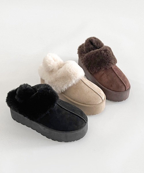 Shoes in Closet（シューズインクローゼット）の「軽量厚底 2WAY ファーベルト付 ボア ムートン サボ スリッポン 6495（スリッポン・レディース・ダークブラウン/ブラック/ライトベージュ/ブラウン系その他・S/M/L/LL）」の18枚目の写真