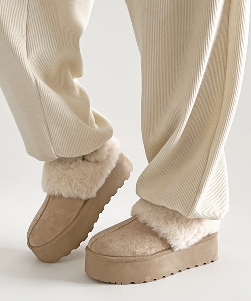 Shoes in Closet（シューズインクローゼット）の「軽量厚底 2WAY ファーベルト付 ボア ムートン サボ スリッポン 6495（スリッポン・レディース・ダークブラウン/ブラック/ライトベージュ/ブラウン系その他・S/M/L/LL）」の22枚目の写真