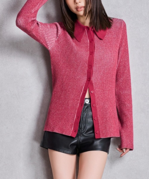 GYDA（ジェイダ）の「ZOZO限定！！リブPOLOニットトップス（ニット/セーター・レディース・アイボリー/レッド/グレー/ブラック・FREE）」の4枚目の写真