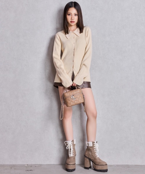 GYDA（ジェイダ）の「ZOZO限定！！リブPOLOニットトップス（ニット/セーター・レディース・アイボリー/レッド/グレー/ブラック・FREE）」の8枚目の写真