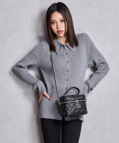 GYDA（ジェイダ）の「ZOZO限定！！リブPOLOニットトップス（ニット/セーター・レディース・アイボリー/レッド/グレー/ブラック・FREE）」の12枚目の写真