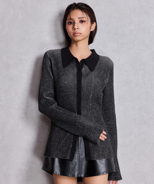 GYDA（ジェイダ）の「ZOZO限定！！リブPOLOニットトップス（ニット/セーター・レディース・アイボリー/レッド/グレー/ブラック・FREE）」の9枚目の写真