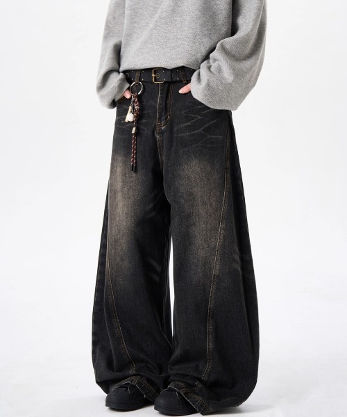 NEW GENTLEMAN（ニュージェントルマン）の「モンスーンデニム ワイドバギー バルーン バレル パンツ（デニムパンツ・メンズ・ブラック・S/M/L）」の8枚目の写真