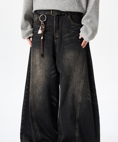 NEW GENTLEMAN（ニュージェントルマン）の「モンスーンデニム ワイドバギー バルーン バレル パンツ（デニムパンツ・メンズ・ブラック・S/M/L）」の4枚目の写真