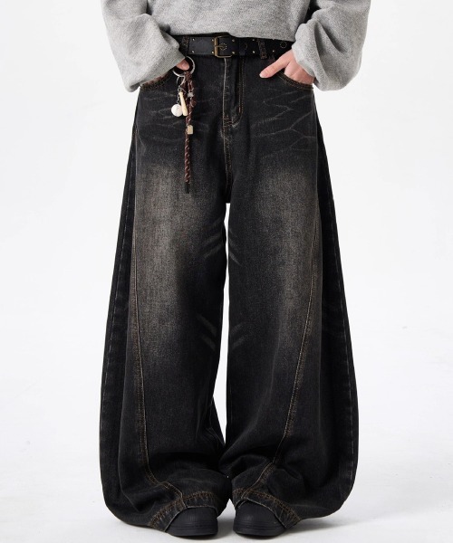 NEW GENTLEMAN（ニュージェントルマン）の「モンスーンデニム ワイドバギー バルーン バレル パンツ（デニムパンツ・メンズ・ブラック・S/M/L）」の9枚目の写真