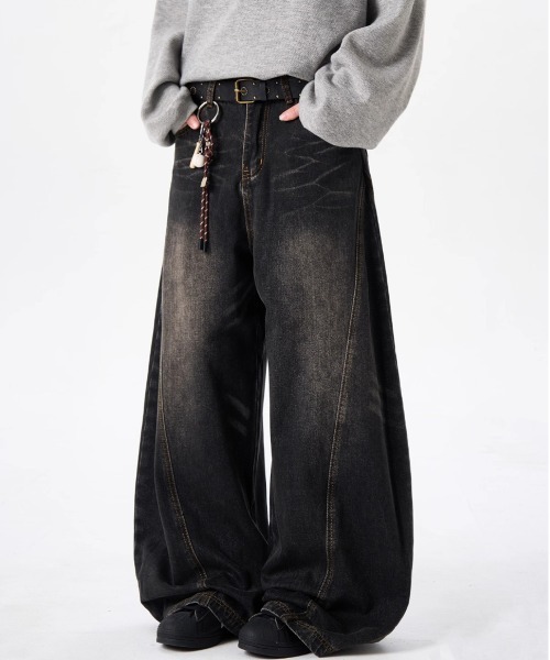 NEW GENTLEMAN（ニュージェントルマン）の「モンスーンデニム ワイドバギー バルーン バレル パンツ（デニムパンツ・メンズ・ブラック・S/M/L）」の2枚目の写真