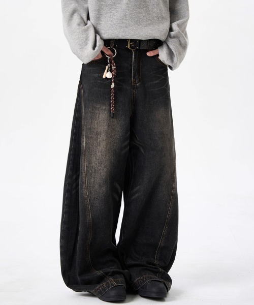 NEW GENTLEMAN（ニュージェントルマン）の「モンスーンデニム ワイドバギー バルーン バレル パンツ（デニムパンツ・メンズ・ブラック・S/M/L）」の12枚目の写真