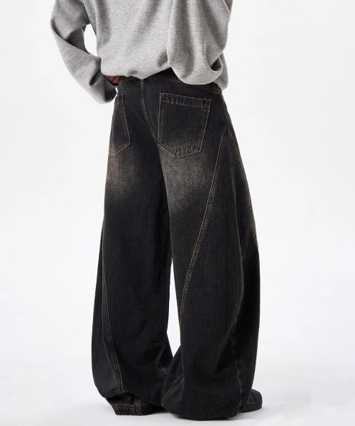 NEW GENTLEMAN（ニュージェントルマン）の「モンスーンデニム ワイドバギー バルーン バレル パンツ（デニムパンツ・メンズ・ブラック・S/M/L）」の11枚目の写真