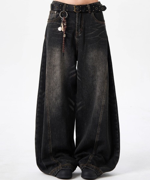 NEW GENTLEMAN（ニュージェントルマン）の「モンスーンデニム ワイドバギー バルーン バレル パンツ（デニムパンツ・メンズ・ブラック・S/M/L）」の10枚目の写真