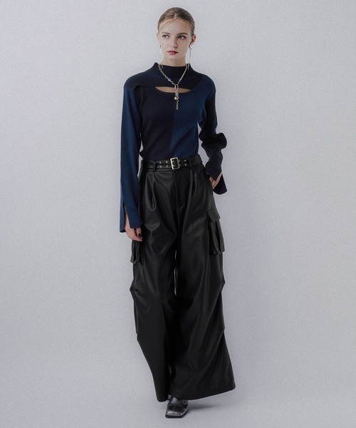 HARE（ハレ）の「フロントアキマルチカラータイトニット(HARE)（ニット/セーター・レディース・ブラック/レッド/イエロー・FREE）」の5枚目の写真