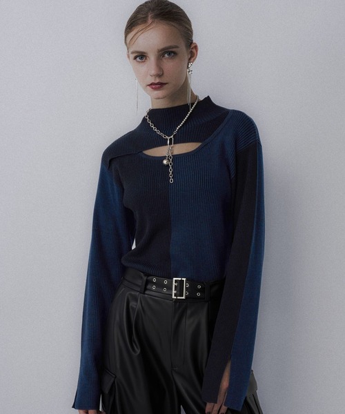 HARE（ハレ）の「フロントアキマルチカラータイトニット(HARE)（ニット/セーター・レディース・ブラック/レッド/イエロー・FREE）」の8枚目の写真