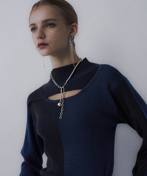 HARE（ハレ）の「フロントアキマルチカラータイトニット(HARE)（ニット/セーター・レディース・ブラック/レッド/イエロー・FREE）」の10枚目の写真