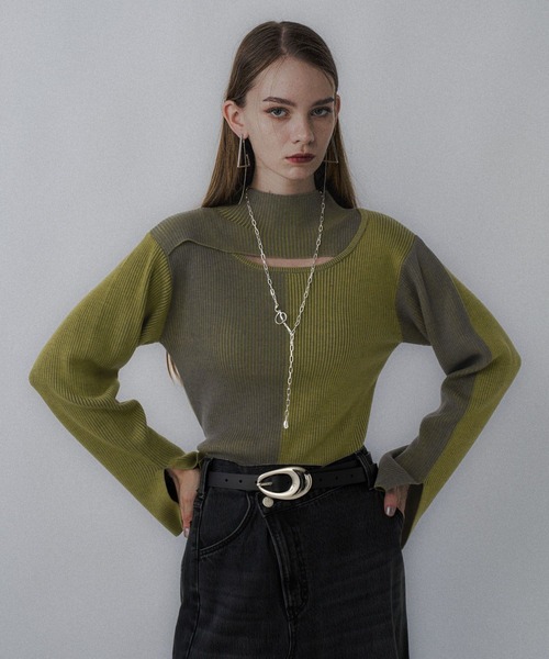 HARE（ハレ）の「フロントアキマルチカラータイトニット(HARE)（ニット/セーター・レディース・ブラック/レッド/イエロー・FREE）」の15枚目の写真