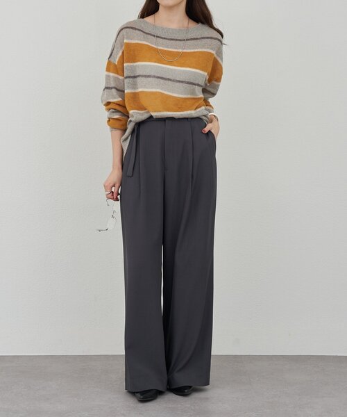 SHENERY（シーナリー）の「シアーボーダーニット（ニット/セーター・レディース・グレー/ブラウン・FREE）」の3枚目の写真