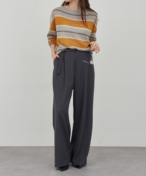 SHENERY（シーナリー）の「シアーボーダーニット（ニット/セーター・レディース・グレー/ブラウン・FREE）」の5枚目の写真