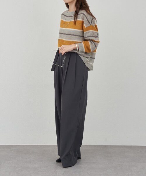 SHENERY（シーナリー）の「シアーボーダーニット（ニット/セーター・レディース・グレー/ブラウン・FREE）」の6枚目の写真