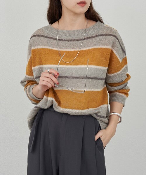 SHENERY（シーナリー）の「シアーボーダーニット（ニット/セーター・レディース・グレー/ブラウン・FREE）」の11枚目の写真