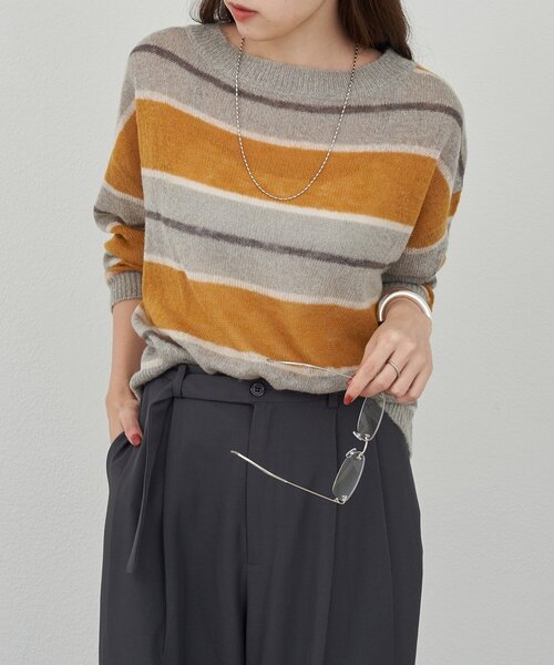 SHENERY（シーナリー）の「シアーボーダーニット（ニット/セーター・レディース・グレー/ブラウン・FREE）」の12枚目の写真