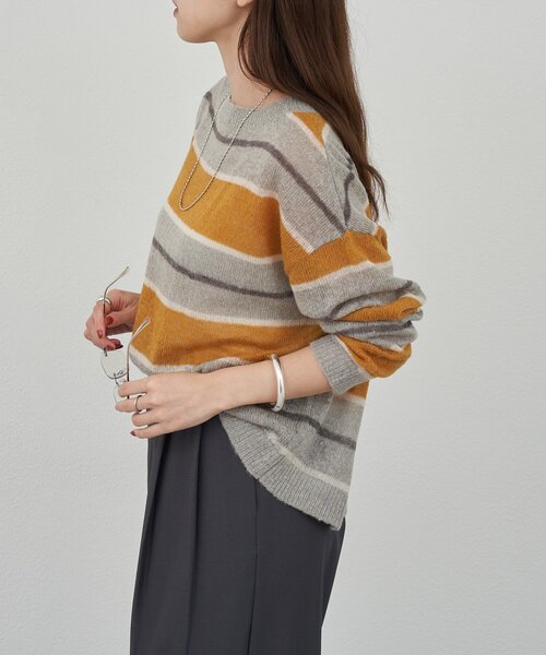 SHENERY（シーナリー）の「シアーボーダーニット（ニット/セーター・レディース・グレー/ブラウン・FREE）」の14枚目の写真