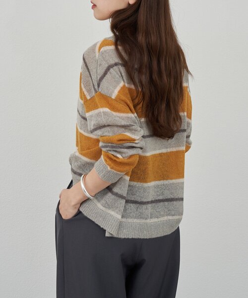 SHENERY（シーナリー）の「シアーボーダーニット（ニット/セーター・レディース・グレー/ブラウン・FREE）」の15枚目の写真