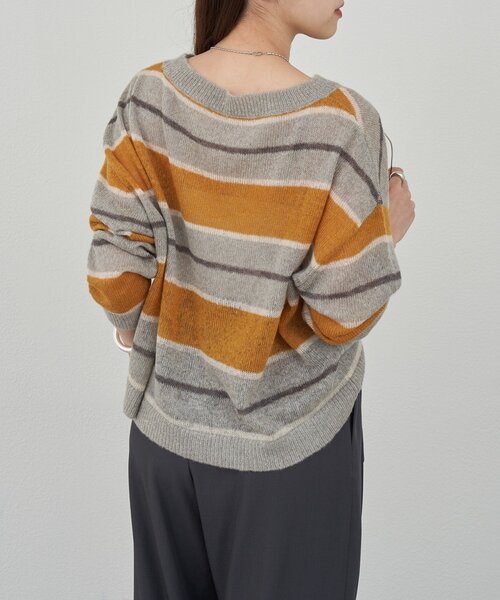 SHENERY（シーナリー）の「シアーボーダーニット（ニット/セーター・レディース・グレー/ブラウン・FREE）」の16枚目の写真