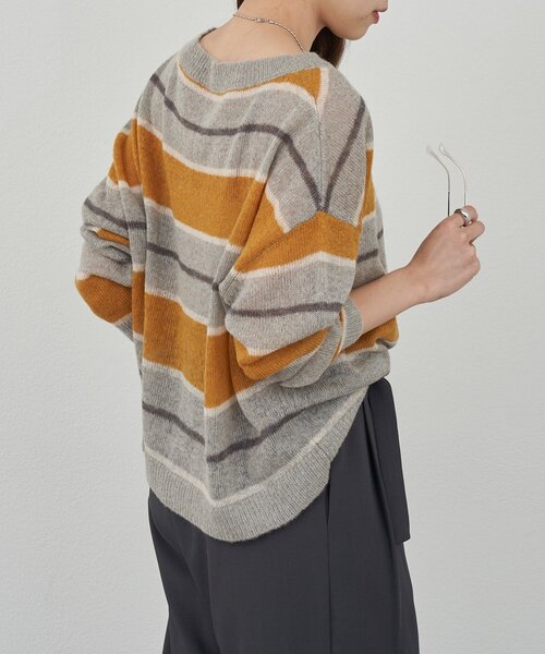 SHENERY（シーナリー）の「シアーボーダーニット（ニット/セーター・レディース・グレー/ブラウン・FREE）」の17枚目の写真