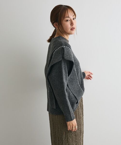 CRAFT STANDARD BOUTIQUE（クラフトスタンダードブティック）の「ハンドステッチデザインニットプルオーバー ＜ホームケア可能＞（ニット/セーター・レディース・サックスブルー/アイボリー/チャコールグレー/杢グレー/グリーン・FREE）」の9枚目の写真