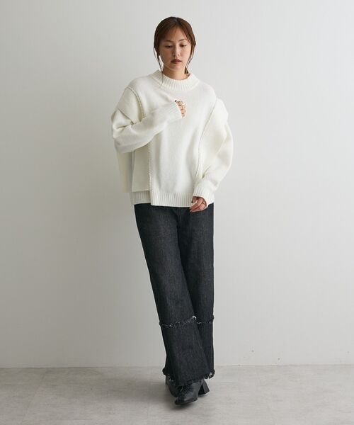 CRAFT STANDARD BOUTIQUE（クラフトスタンダードブティック）の「ハンドステッチデザインニットプルオーバー ＜ホームケア可能＞（ニット/セーター・レディース・サックスブルー/アイボリー/チャコールグレー/杢グレー/グリーン・FREE）」の21枚目の写真