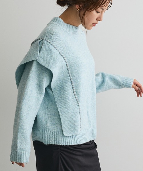 CRAFT STANDARD BOUTIQUE（クラフトスタンダードブティック）の「ハンドステッチデザインニットプルオーバー ＜ホームケア可能＞（ニット/セーター・レディース・サックスブルー/アイボリー/チャコールグレー/杢グレー/グリーン・FREE）」の5枚目の写真