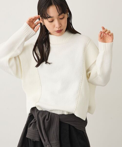 CRAFT STANDARD BOUTIQUE（クラフトスタンダードブティック）の「ハンドステッチデザインニットプルオーバー ＜ホームケア可能＞（ニット/セーター・レディース・サックスブルー/アイボリー/チャコールグレー/杢グレー/グリーン・FREE）」の2枚目の写真