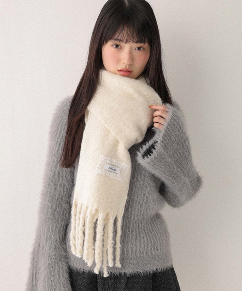 Heather（ヘザー）の「ボリュームフリンジマフラー　 590684（マフラー・レディース・レッド/アイボリー/チャコールグレー/ベージュ・ONE SIZE）」の10枚目の写真