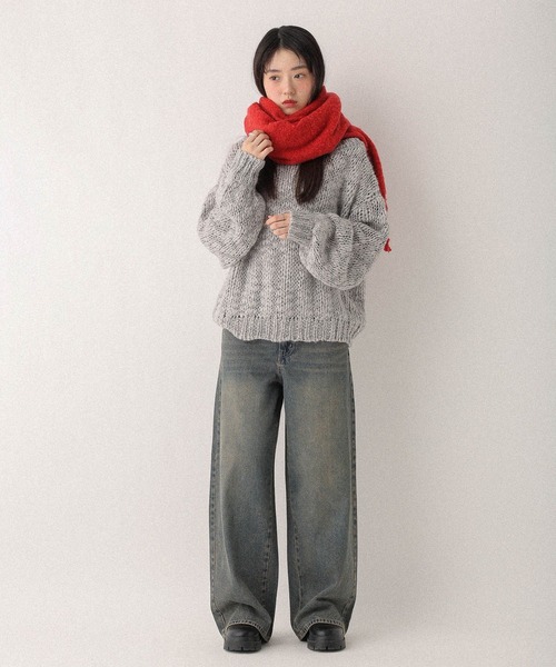 Heather（ヘザー）の「ボリュームフリンジマフラー　 590684（マフラー・レディース・レッド/アイボリー/チャコールグレー/ベージュ・ONE SIZE）」の14枚目の写真