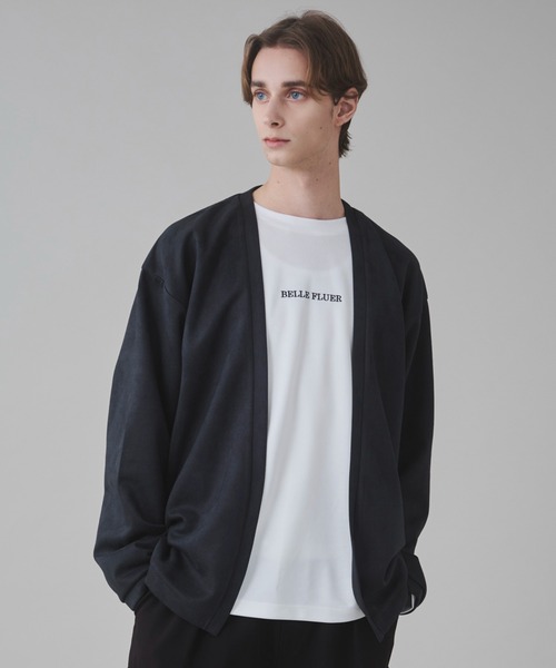 BROWNY（ブラウニー）の「BROWNY/2点セット フェイクスウェードアンサンブルカーディガン（カーディガン/ボレロ・メンズ・サックスブルー/チャコールグレー・LARGE/MEDIUM）」の2枚目の写真