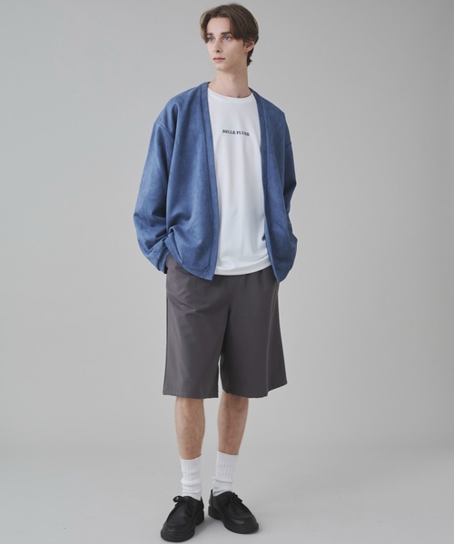 BROWNY（ブラウニー）の「BROWNY/2点セット フェイクスウェードアンサンブルカーディガン（カーディガン/ボレロ・メンズ・サックスブルー/チャコールグレー・LARGE/MEDIUM）」の4枚目の写真