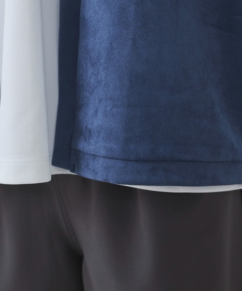 BROWNY（ブラウニー）の「BROWNY/2点セット フェイクスウェードアンサンブルカーディガン（カーディガン/ボレロ・メンズ・サックスブルー/チャコールグレー・LARGE/MEDIUM）」の6枚目の写真