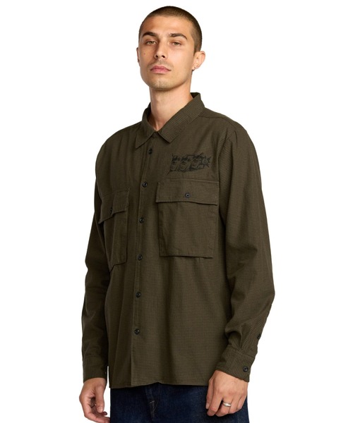 VOLCOM(ボルコム)の「VOLCOM POVJ WORKSHIRT/ボルコムワークスタイル長袖シャツ(シャツ/ブラウス・メンズ・アーミー・SMALL/MEDIUM/LARGE)」の7枚目の写真