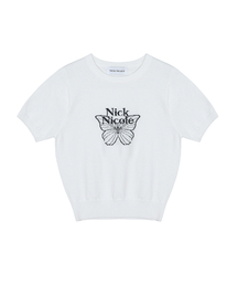 MINI BUTTERFLY SIGNATURE HALF KNIT_IVORY BLACK