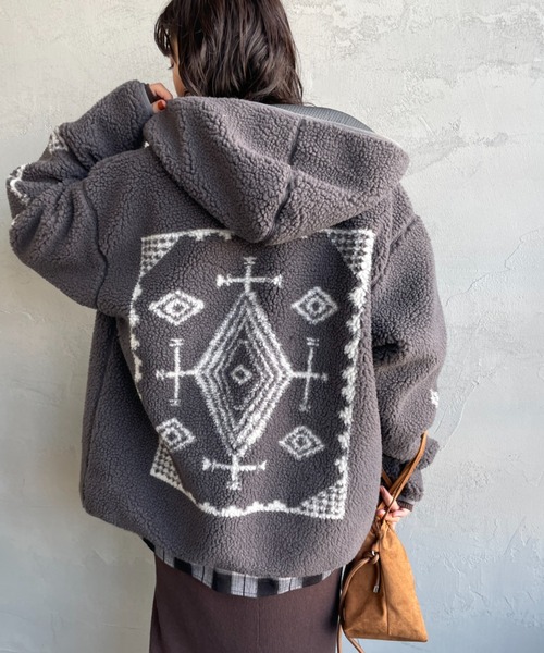 PENDLETON/ペンドルトン] ネイティブ柄 ボアフリース ジップフード
