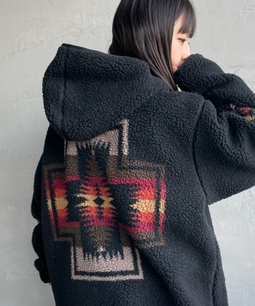 PENDLETON/ペンドルトン] ネイティブ柄 ボアフリース ジップフード