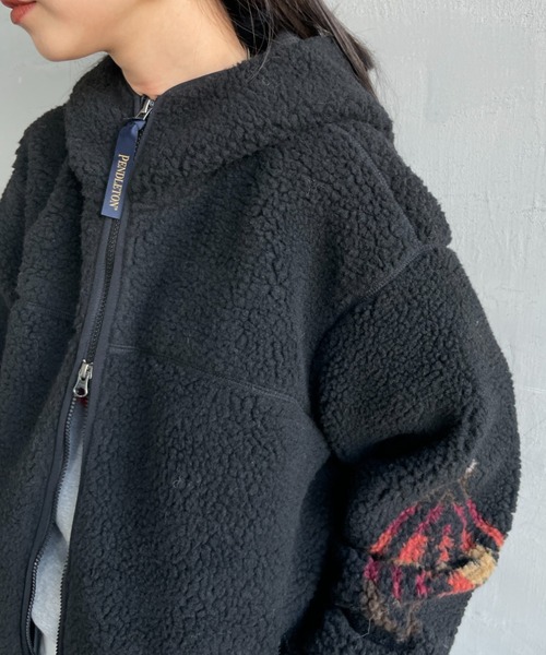 PENDLETON/ペンドルトン] ネイティブ柄 ボアフリース ジップフード