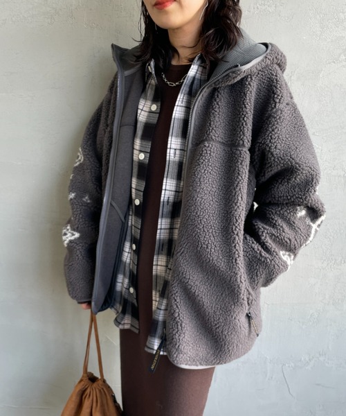 セール】[PENDLETON/ペンドルトン] ネイティブ柄 ボアフリース ジップ