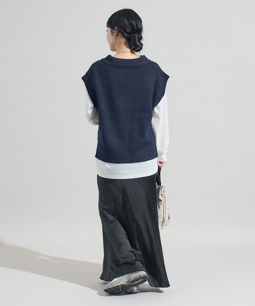 FREAK'S STORE(フリークスストア)の「限定展開カラーあり【セットアイテム】スキッパーニットベストセット(ニット/セーター・レディース・ネイビー/レッド/ブラック/グレー・フリ-)」の7枚目の写真