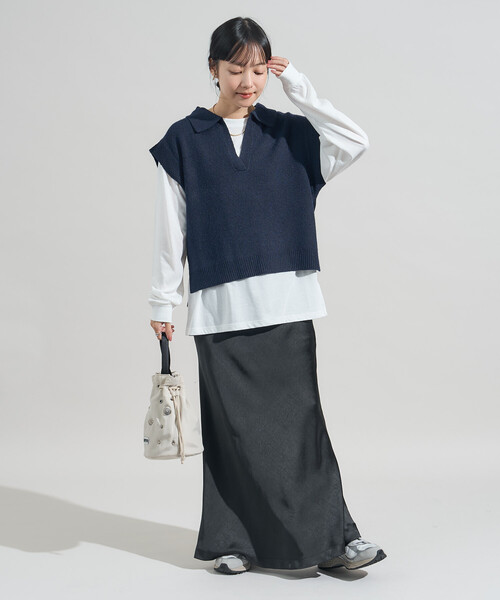 FREAK'S STORE(フリークスストア)の「限定展開カラーあり【セットアイテム】スキッパーニットベストセット(ニット/セーター・レディース・ネイビー/レッド/ブラック/グレー・フリ-)」の8枚目の写真