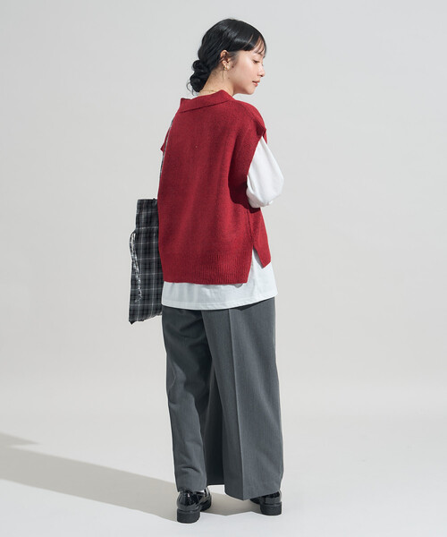 FREAK'S STORE(フリークスストア)の「限定展開カラーあり【セットアイテム】スキッパーニットベストセット(ニット/セーター・レディース・ネイビー/レッド/ブラック/グレー・フリ-)」の18枚目の写真