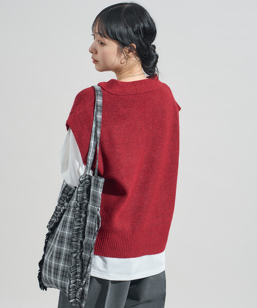 FREAK'S STORE(フリークスストア)の「限定展開カラーあり【セットアイテム】スキッパーニットベストセット(ニット/セーター・レディース・ネイビー/レッド/ブラック/グレー・フリ-)」の22枚目の写真