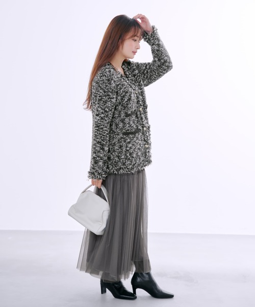 COHINA(コヒナ)の「フリンジツイードニットジャケット 【低身長・小柄女性】(カーディガン/ボレロ・レディース・ホワイト/ブラック・ONE SIZE)」の20枚目の写真