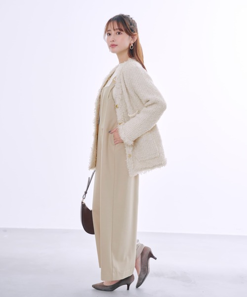 COHINA(コヒナ)の「フリンジツイードニットジャケット 【低身長・小柄女性】(カーディガン/ボレロ・レディース・ホワイト/ブラック・ONE SIZE)」の12枚目の写真