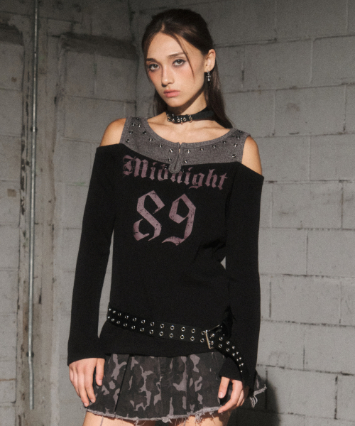 Midnight Move(ミッドナイトムーブ)の「2 eyelet t (black)(Tシャツ/カットソー・レディース・その他・FREE)」の1枚目の写真