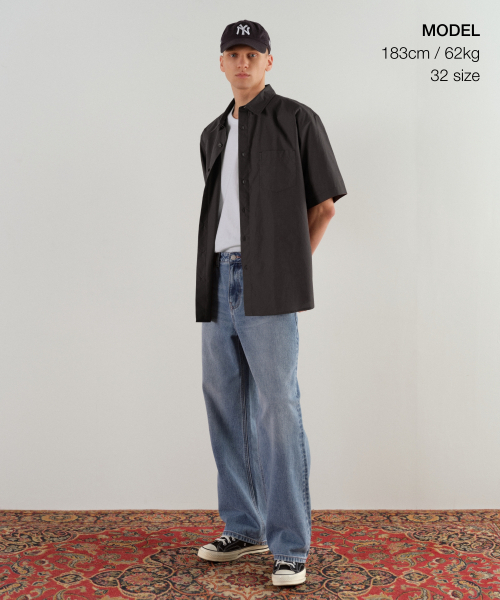 MUSINSA STANDARD（ムシンサスタンダード）の「カモンブラシ ワイドデニムパンツ [ライトインディゴ]（デニムパンツ・メンズ・その他・42/36/34/32/30/31/33/26/27/28/29/40/38）」の2枚目の写真